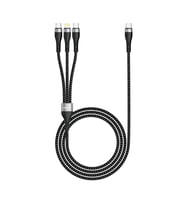 Zore ZR-45 3in1 USB-A to Lightning - Type-C - Type-C Şarj ve Data Kablosu 20W 1.5M (Siyah)