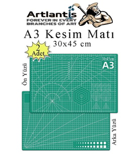Kesim Matı A3 30x45 cm Çift Taraflı 2 Adet Çizim Matı Kesme Madı Kesim Tablası Kesim Altlığı (Yeşil)