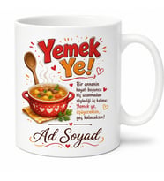 İsme Özel Yemek Ye Diyen Anne Yazılı Komik Kupa Bardak Hediye