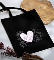 BK Gift Kişiye Özel İsimli Anneler Günü Tasarımlı Siyah Kumaş Bez Çanta, Baskılı Omuz Çantası, Alışveriş Çantası, Anneler Günü Hediyesi, Anneye Hediye-3