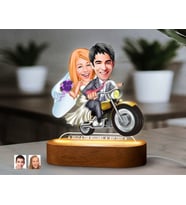 BK Gift Kişiye Özel Yeni Evli Çift  Karikatürlü Dekoratif 3D Biblo LED Işıklı Gece Lambası-9, Düğün Hediyesi, Yıl Dönümü Hediyesi