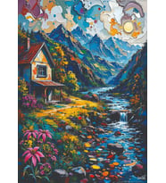 Nova Puzzle 1000 Parçalık Dere Kenarında Büyülü Ev Puzzle - Dere Puzzle 41212