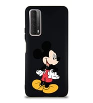 Huawei Y7A Soft Premier Kapak Mickey Mouse-D Tasarımlı Silikon Kılıf - Siyah (Şeffaf)