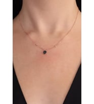 Kadın 925 Ayar Gümüş Zincirli Rose Kaplama Siyah Zirkon Taşlı Toplu Güneş Kolye