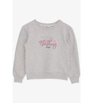Breeze Kız Çocuk Sweatshirt Simli Yazı Baskılı 8-14 Yaş, Bej Melanj