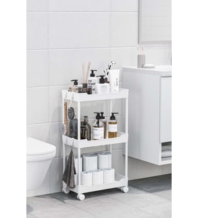 Beyaz 3 Katlı Tekerlekli Düzenleyici Mutfak ve Banyo Rafı Vesken