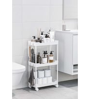 Beyaz 3 Katlı Tekerlekli Düzenleyici Mutfak ve Banyo Rafı Vesken