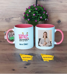 Türkçe Öğretmeni Kupa Bardak Pembe Fotoğraflı Öğretmenler Günü Hediyesi