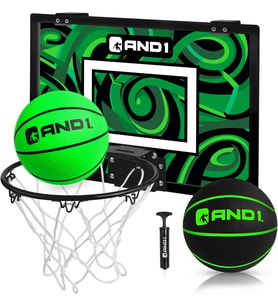Kapı Üstü Mini Basketbol Potası 18x12 Kırılmaz Arkalık, 2 Mini Basketbol Topu ve El Pompası Dahildir - Çocuklar ve Yetişkinler için En İyi İç Mekan Basketbol Aksesuarı, Alet Gerektirmez