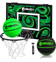 Kapı Üstü Mini Basketbol Potası 18x12 Kırılmaz Arkalık, 2 Mini Basketbol Topu ve El Pompası Dahildir - Çocuklar ve Yetişkinler için En İyi İç Mekan Basketbol Aksesuarı, Alet Gerektirmez