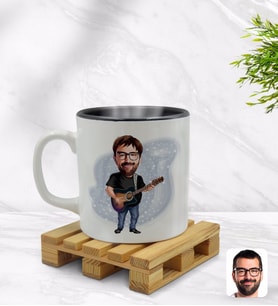 BK Gift Kişiye Özel Baba Karikatürlü İçi Siyah Renkli Kupa Bardak Model 4