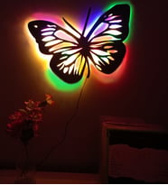 Led Işıklı Dekoratif Kelebek Tablo Duvar Süsü Dekorasyon