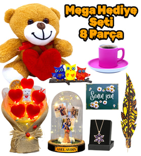Mega Hediye Seti - 8 Farklı Hediyeli Kişiye Özel Premium Set - Kişiye Özel Hediye (Model 9)