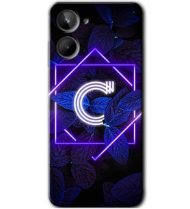Realme 10 4G Kılıf HD Desen Baskılı Kılıf - Dark Neon Yaprak C Harfi