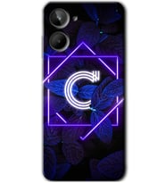 Realme 10 4G Kılıf HD Desen Baskılı Kılıf - Dark Neon Yaprak C Harfi