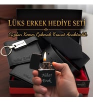 İsme Özel Premium Tasarım Erkek Hediye Seti - Hakiki Deri Cüzdan Kartlık Kemer Kravat Anahtarlık Metal Çakmak - Babaya Arkadaşa Eşe Sevgiliye Lüks Hediye