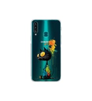 Samsung Galaxy A20S ile Uyumlu Splash Kedi Tasarımlı Şeffaf Silikon Kılıf
