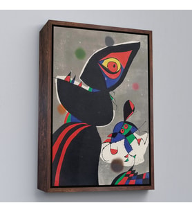 Çerçeveli Joan Miro - Gaudi Tablo (Beyaz)