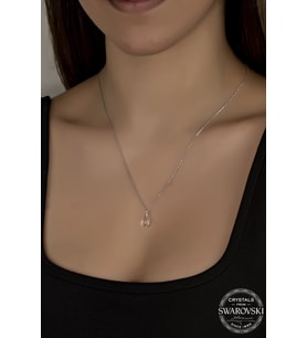 Union Swarovski Crystal Kadın Metal Drop Gümüş Kolye