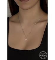 Union Swarovski Crystal Kadın Metal Drop Gümüş Kolye