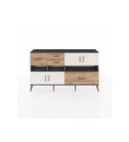 Arges Konsol 5 Raflı 4 Çekmeceli 4 Kapaklı 176x30x99 Antrasit-Aytaşı/Çam