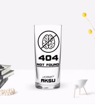 BK Gift Kişiye Özel Renkli Baskılı 404 Not Found Tasarımlı Rakı Bardağı-1 (Beyaz)