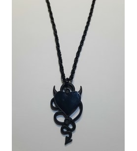dukkandesign Snake Devil Heart Siyah Kolye