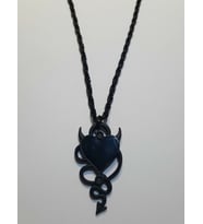 dukkandesign Snake Devil Heart Siyah Kolye