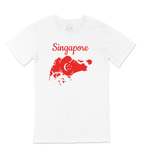 Singapur Haritalı ve Bayraklı Tişört