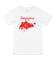 Singapur Haritalı ve Bayraklı Tişört
