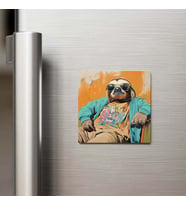 Sloth - Tembel Hayvan - Güneş Gözlüklü Style - Buzdolap Magneti - 9x9 Cm