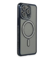 Pilelistore   iPhone 15 Pro Kılıf Joke Simli Magneticsafe Kılıf - Lacivert