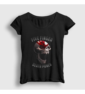 Presmono Kadın Siyah Skull Five Finger Death Punch T-Shirt 63117tt