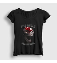 Presmono Kadın Siyah Skull Five Finger Death Punch T-Shirt 63117tt