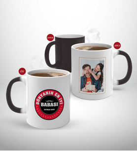 BK Gift Kişiye Özel Babalar Günü Hediyesi Fotoğraflı Sihirli Kupa Bardak-51 (Beyaz)