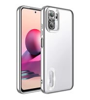 Xiaomi Redmi Note 10 Kılıf Logo Gösteren Zore Omega Kılıf (Gümüş)