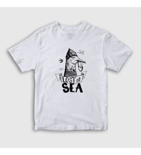 Presmono Unisex Çocuk Beyaz Lost At Sea Seagull Martı T-Shirt 289857tt
