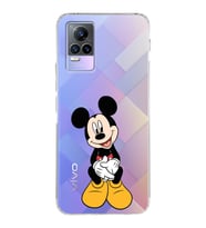 Vivo Y73 Uyumlu Kamera Korumalı Kapak Mickey Mouse Tasarımlı Şeffaf Silikon Kılıf