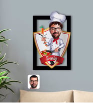 BK Gift Kişiye Özel İsimli Erkek Chef Karikatürlü 3D Ahşap Tablo-1