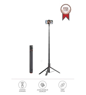 Torima TT-01 Çok Amaçlı 1.77M Kumandalı Tripod Selfie Çubuğu Siyah