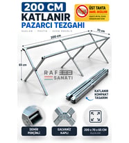 200 CM Pazarcı Tezgahı Kampet – Katlanır Portatif Galvaniz Tezgah, Seyyar Satış ve Fuar Standı (Tahta Hariç)