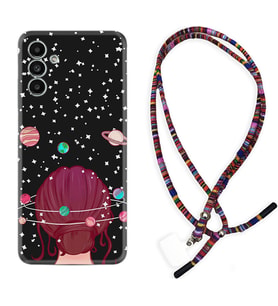 Samsung A23 A31 A32 A50 A51 A52 A53 A70 Kılıf Boyun Asklı Rasta Silikon Space Woman 1311