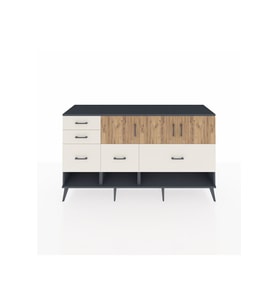 Hyperion Konsol 3 Raflı 5 Çekmeceli 3 Kapaklı 176x44x99 Antrasit-Çam/Aytaşı