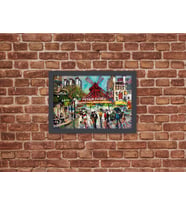 Ahşap Kendinden Çerçeveli Tablo - Yağlı Boya Moulin Rogue Yel Değirmeni, Standart - 20x28cm