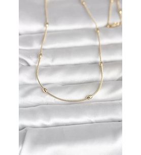 CM 14K Gold Renk Yılan Zincirli Damla Topçuk Model 60 cm Kadın Kolye - TJ-BKO10990