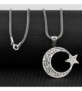Ay Yıldız Dualı Cevşen 925 Ayar Gümüş Erkek Kolye