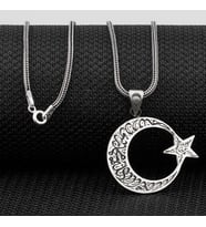 Ay Yıldız Dualı Cevşen 925 Ayar Gümüş Erkek Kolye