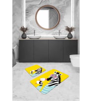 Sarı Hayvan Temalı Banyo Halısı Klozet Paspas Seti BS312