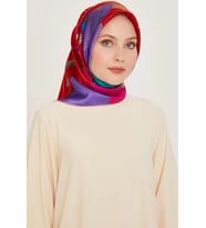 Armine Sura İpek Eşarp 9241-82 Kırmızı Karışık Desen