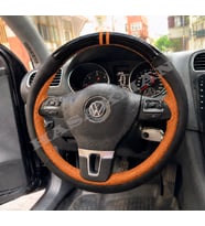 Vw Golf 6 Dikme Direksiyon Kılıfı Parlak Siyah Taba Detaylı Taba Çift Yüzük ve Dikiş 2008-2012